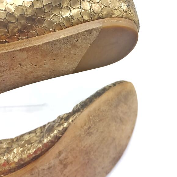 Vera Wang Lavender Ballet Flats | Gold Metallic Snake Leather Made in Italy EUC - Picture 13 of 16